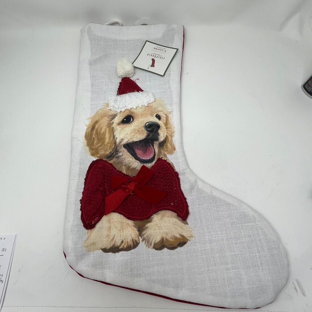 Storehouse Holiday Christmas Stocking Golden Retriever Puppy Dog Sweater